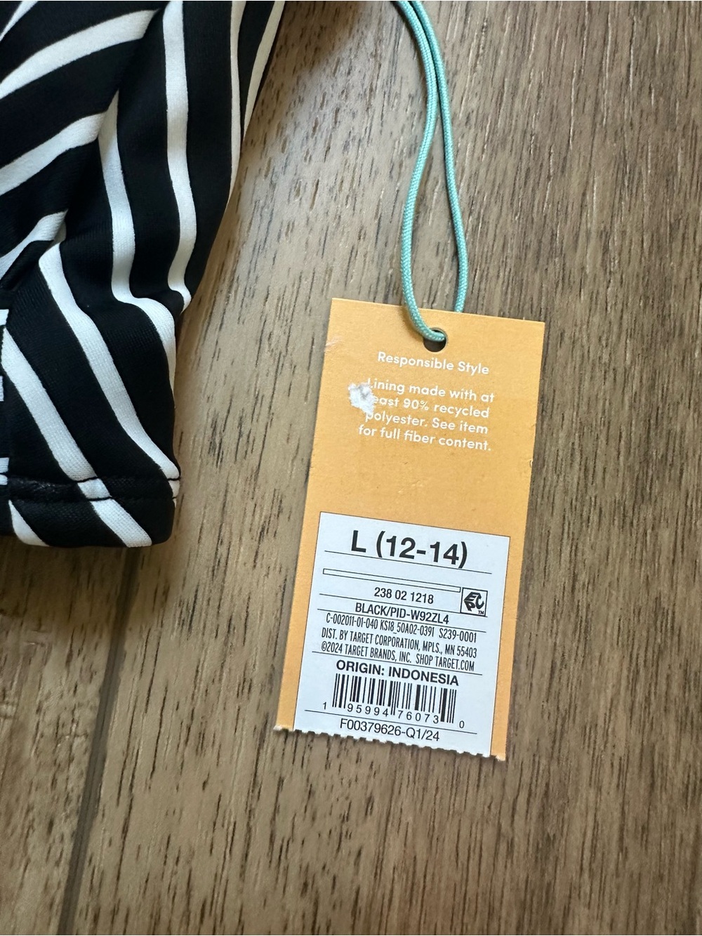NWT! Kona Sol Bikini Top, High Neck, Sewn Cups, Stretch, Black/White, L 12/14 - Picture 4 of 8